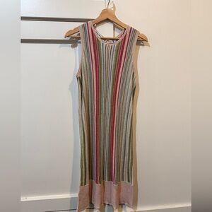 Tommy Bahama Vertical Stripe Midi Dress - Pink, Olive & Cream